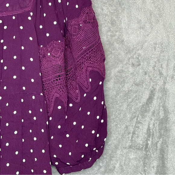 Roamans 16W 1X Shirt Top Purple Polka Dot Puff Short Sleeve Square Neck Knit - Picture 4 of 8